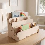 Simux Carry Montessori 4 Raflı Ahşap Mini Kitaplık -Çocuk Odası Kitaplık - Masaüstü Mini Kitaplık - Bej