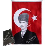 Sina Filamax 70 x 100 cm Türk Bayrağı Atatürk Posterli Saten Kumaş Dayanıklı Ürün - 70x100 cm