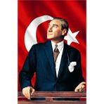 Sina Filamax Atatürk Baskılı Türk Bayrağı Atatürk Posteri 70X100 cm Raşel Kumaş Dijital Baskı