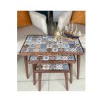SİNA HOME DESİGNS Ceviz Sehpa Seramik Sehpa 3'lü Zigon Sehpa Takımı