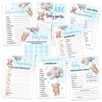 Sinasasspel 302 adet Oyuncak Ayı Bebek Partisi Oyun Seti, 50 Misafir için 6'lı Aktivite Paketi, Bebek Duşu Bingosu, Baby ABC, Baby Word Scramble ve Daha Fazlası, Her biri 12 x 18 cm