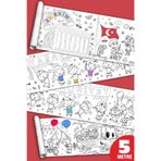 SinaTicaret Cumhuriyet Bayramı Boyama Kağıdı Rulosu, 5 Metre Uzunluk, 45 cm Genişlik, Türk Bayrağı ve Atatürk Temalı, Çocuklar İçin