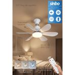 Sinbo SF-7708 3 LED Aydınlatmalı Sessiz Tavan Vantilatörü Kumandalı 6 Kanatlı
