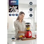 Sinbo SHB-7516 Turbo Blender - Smoothie Blender - 1.5 Litre Cam Hazne-Kırmızı