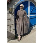 SİNDAL BÜZGÜLÜ ELBİSE 9-51506 - HAKİ YEŞİL 9-15506_007