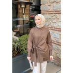 SİNDAL YANDAN BAGLAMALI TUNIK 9-51409 - KAHVERENGİ
