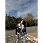 Sindi Moda Melina Peluş Crop Kaban 1951 - 40 - 001-Siyah