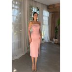 Sindimoda Esin Straplez Kolları Tül Midi Elbise 1079