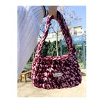 SINE ACCESSORY Örgü El Yapımı Bordo-pembe Kadın Baget Çanta