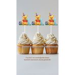 Sinek Kupası Tasarım Ayı Winnnie the Pooh 1 Yaş Temalı Konsept Kürdanlı Cupcake Süsü Doğum Günü Süsü *20'li Kalın Kağıt