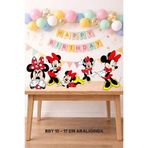 Sinek Kupası Tasarım Minnie Mouse Ayaklı Pano Seti ( Masa Üstü ) ** Kalın Kağıt 5 Figür