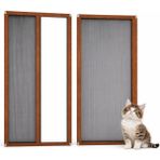 Sineklikstore Akordiyon Kapı Kedi Sinekliği – 100 x 220 cm – Demir, Ahşap, Çelik, Pimapen ve Alüminyum ile Uyumlu - AÇIK KAHVE;Açık Kahve