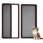 Sineklikstore Akordiyon Kapı Kedi Sinekliği – 100 x 220 cm – Koyu Kahverengi – Demir, Ahşap, Çelik, Pimapen ve Alüminyum ile Uyumlu