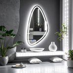 Sinela Led'li Lazer Kumlamalı Lavabo & Banyo Aynası (Dokunmatik Sensörlü) beyaz ledli 90 x 45