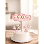 Sinem Gift Doğum Günü Pasta Süsü - Pembe Konseptli Doğum Günü Konsepti - Cupcake Süsü - Kız Çocuk Doğum Günü - Altın - Rose