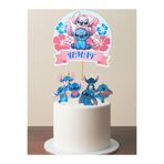 Sinem Gift Kişiye Özel - Stitch Doğum Günü Konsepti - Stitch Pasta Süsü - Stitch 6lı CupCake Süsü