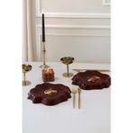 SİNEM YAMAN HOME 2Lİ TAKIM KIZIL KAHVE 21 CM SERAMİK SERVİS TABAĞI / 2Lİ SUNUM TABAĞI