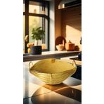 SİNGL Gold Metal Sandal Ekmeklik Ve Meyvelik Lüx Örgü Oval Ekmek Sepeti Sarı