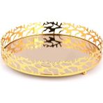 Singl Gold Metal Yuvarlak Tepsi Büyük - Büyük 35x35