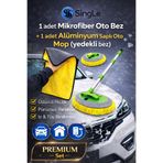 Single 2 Li Premium Paket & Mikrofiber Oto Bezi & Paslanmaz Alüminyum Saplı Çok Oto Mop Art Yedeği