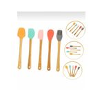 Single 5 Li Renkli Bambu Saplı Silikon Küçük Boy Spatula Seti