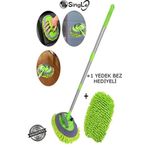 Single Çok Fonksiyonlu 2 In 1 Mikrofiber Araba Yıkama Fırçası Teleskopik Uzun Saplı Detay Fırçası Oto Mopu