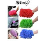 Single Mikrofiber Şönil Temizlik Bezi Makarna Eldiven Oto Yıkama Köpükleme Eldiveni