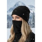 Single Sword 2 li set Unisex Kışlık Polar Boyunluk & Bere Olan Çok Amaçlı Soğuk Hava Korumasıı 0//SİYAH - Standart - Siyah