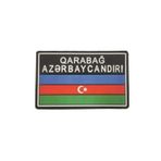 Single Sword Karabağ Azerbaycanındır Yazılı Azerbaycan Bayrağı Plastik Patch SİYAH