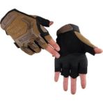 Single Sword Mechanix Yarım Parmak Eldiven- Taktik Destekli Kadın&Erkek unisex Eldiven - XL - Bej