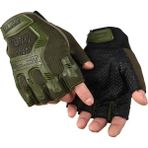 Single Sword Mechanix Yarım Parmak Eldiven- Taktik Destekli Kadın&Erkek unisex Eldiven - XL - Haki