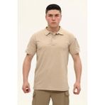 Single Sword Regular Fit Polo Yaka Kısa Kollu Erkek Tişört - Bej - M