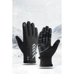 Single Sword Su Geçirmez Softshell Unisex Bisiklet Siyah Motosiklet Eldiven Dokunmatik Kışlık Rüzgâr Geçirmez Kaymaz Tam Parmak - XL