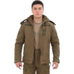 Single Sword Su&rüzgâr Geçirmez Kapüşonlu Softshell Kışlık Erkek Mont - Haki