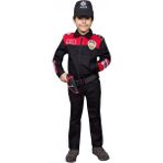 Single Sword Unisex Çocuk Polis Kıyafeti (Şapka, Gömlek, Pantolon Takımı) - 8-Yunus - Kırmızı - Koyu Kırmızı - 8 Yaş