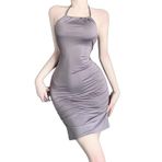 SINGUYUN Kadın Casual Asılı Boyun Slim Fit Elbiseler Maxi Elbise Kadınlar için Parti Gece Seksi Kulüp Mini Bodycon, 8607 gri, Tek Beden
