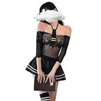 SINGUYUN Kadın Seksi Okul Kız Kıyafetleri İç Çamaşırı Öğrenci Dar Ağ Giysiler Üniforma Pileli Etek Cosplay Elbise (7597Siyah)