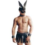 Sınırsızmarket Uniseks Deri Roma Gladyatör Etek Seti, Siyah, Dekorlu Tavşan Maske, Gotik Savaşçı Cosplay Festival Kostümü, Yetişkin, Ayarlanabilir Boyut