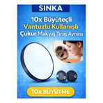 SİNKA 10x Büyüteçli Vantuzlu Kullanışlı Çukur Makyaj Aynası