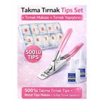 SİNKA 500 Adet Takma Tırnak Tips +tips Tırnak Makası + 10g Tırnak Yapıştırıcı 3'lü Set