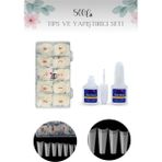 Sinka 500’LÜ Tips Yarımay Tırnak Kemik + 10 gr Fırçalı Yapıştırıcı