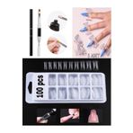 Sinka Poly Jel Uygulama Fırçası + 5 Adet Mandal + 100 Adet Poly Jel Takma Tırnak Set