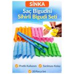 SİNKA Saç Bigudisi Sihirli Bigudi Seti Pratik Bukle Saç Maşası Aleti 20 Pcs