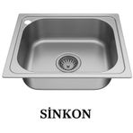 Sinkon Paslanmaz Tezgah Üstü Krom Evye 40x50 Ankastre Eviye Sol Delikli Krom