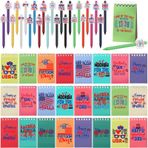 Sinload 48 Pcs 4th of July Notepads Ballpoint Pen Set 24 Independence Day Notebooks 24 Patriotic Ballpoint Pens with Patriotic Designs for Memorial Day and Veterans Day Party Favors (Bright Style)