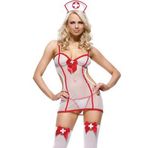SINMIUANIME Kadınlar için Seksi Hemşire Kostümü Hemşire Cosplay İç Çamaşırı Kıyafetleri Başlık ve Çoraplı Cadılar Bayramı Kostümleri (X28 Beyaz)