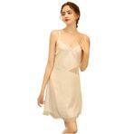 SINMIUANIME Seksi kadın iç çamaşırı saten gecelik askı pijama elbise kısa gecelik derin V boyun Loungewear seti ile, 2535white, L