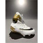 Sinmm Erkek Çocuk Krampon Çoraplı Halı Saha Dişli Futbol Spor Ayakkabısı (Beyaz-Gold Renk) Filet-Garson - Bej