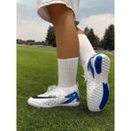 Sinmm Halı Saha Erkek Çocuk Krampon Çoraplı Halı Saha Düz Futbol Spor Ayakkabısı Beyaz Mavi -Filet-Garson - Beyaz - Mavi