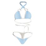 SINROYEE Japon mikro Bikini iç çamaşırı seti Anime Cosplay kostümleri sutyen ve külot Kawaii iç çamaşırı takım elbise kadınlar için, Mavi Kontrol # 8, Tek Beden